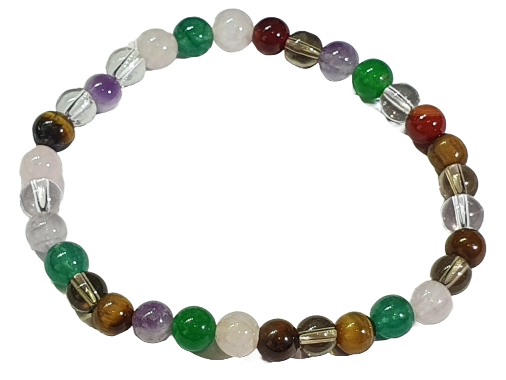 Bracelet tibétain des 7 chakras avec des perles translucides